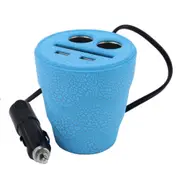 D-24 Crocodile Texture Car Cup Charger 2.1A/1A Dual Usb Ports Car 12V-24V Charger With 2-Socket Cigarette And Card Socket