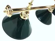 Pool Snooker Billiard Table Lighting - LARGE Brass Light (4 x Green Shades)