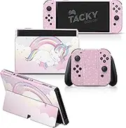 Tacky Design Cute Unicorn Skin for Nintendo Switch OLED Skin - Premium Vinyl 3M Pink Kawaii Nintendo Switch OLED Stickers Set - Switch OLED Skin for Console, Dock, Joy Con Wrap - Decal Full Wrap