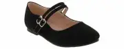 BTW Soda Sadie Flat Black Youth Girls' Dress Shoe | K-LS5904-BLK