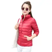 Nevenka Womens Lightweight Puffer Jacket Winter Stand Collar Short Coat-Red
