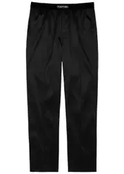 Tom Ford Stretch Silk Satin Pyjama Trousers in Black, Men's Nightwear, Elegant Silk Satin, Relaxed Fit - L L