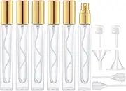 10ml Perfume Atomizer for Men & Women. Refillable Glass Spray Bottle. Portable Fragrance Bottle for Travel,Party (6PCS,Gold)