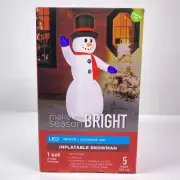 Christmas Inflatable Snowman 5 Feet Light Up W/ Scarf Airblown New