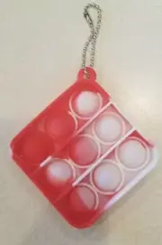 Red Square Silicone Sensory Fidget Bubble Popper Keychain Backpack Accessory