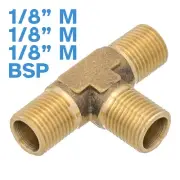 Brass 1/8" - 1/8" - 1/8" Male BSP 3 Way Splitter Fitting Tee Pipe Connector