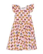 Worthy Threads Girls' Racer Back Dress in Cassettes & Stars - Little Kid, Big Kid