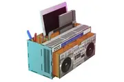 Mustard Boom Box Desk Organiser Pen Notebook Stationery Storage Office Rack