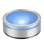LED Light Base Lighted Display Stand for Crystal 3D Photo Glass Art Tumbler RGB Multicolor Lighting Round Pedestal USB Battery Operated - Flat