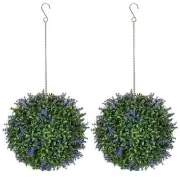 Set of 2 Artificial Plant Topiary Balls, UV-protected Fake Decorative Plants, Fa