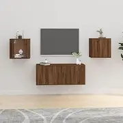 Wall Mounted TV Cabinets, 2 Pcs Brown Oak, Modern Floating Media Storage Unit for Living Room, Bedroom Furniture
