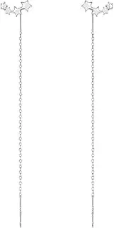 [Generic] 925 Sterling Silver Stars Earrings Dangle for Women Teen Girls Long Dangle Earrings Chain Threader Tassel