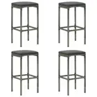 4 Pcs Bar Stool Set With Cushions PE Rattan Steel Frame Kitchen Counter Stools