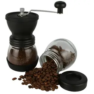 手搖磨豆機 咖啡磨豆機玻璃手動磨粉機家用手搖可攜式可水洗咖啡豆研磨機穀物『CM37731』