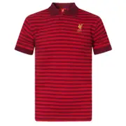 Liverpool FC Mens Polo Shirt Striped Marl Yarn Dye OFFICIAL Football Gift Red Medium