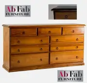 BANKSIA FULLY CONSTRUCTED TIMBER TALLBOY CHEST OF 1.8m 9 DRAWER IN SMOKEY ASH