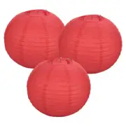 3Pcs Decorative Hanging Round Paper Lanterns 40cm/16", Red