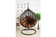 Egg Chair Hanging- Black Basket & Brown Cushion