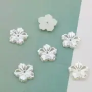 200 Ivory Pearl flower Beads Flat Back 12mm Scrapbook Craft Flower Embellishment