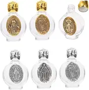 Healeved 6Pcs Refillable Perfume Bottle with Religious Design Small Glass Container for Essential Oils Chic Embellishments for and Travel