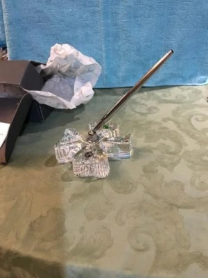 Vintage Waterford Shamrock Clover Desk Set Pen Holder and Pen Crystal Silver new