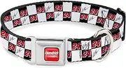 Hendrick Motorsports Pet Collar, Dog Collar Metal Seatbelt Buckle, William Byron Autograph and #24 Checker Logo Black White Red, 15 to 24 Inches 1.0 Inch Wide
