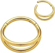 [365 Sleepers] Titanium Implant Grade 8mm - 12mm Double Hoop Hinged Segment BCR Ring Helix Tragus Septum Clicker Nose Huggie Earring Body Piercing Jewellery