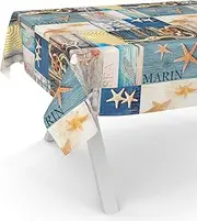 Oilcloth Tablecloth Wax Tablecloth Washable Garden Tablecloth Round Oval Square Maritime 240 x 140 cm Cut Edge