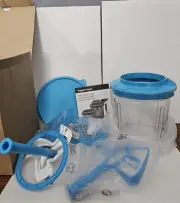 nib TUPPERWARE chop POWER CHEF pull cord SYSTEM mix WHISK blade FUNNEL blue
