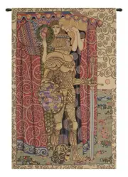 Armored Knight Italian Tapestry Wall Hanging by Gustav Klimt - Woven in Italy