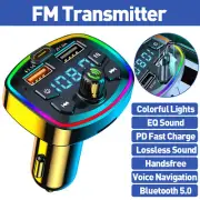 Bluetooth FM Transmitter Car Wireless Radio Adapter MP3 Player PD USB Charger AU