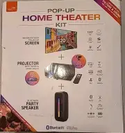 iLive Bluetooth Pop Up Home Theater Kit With 120in Screen And Party Speaker