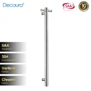Decaura Round Heated Towel Rail Vertical Wall Mounted Chrome 304 Stainless Steel