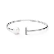 Ikecho Freshwater Pearl Cubic Zirconia Bar Bangle