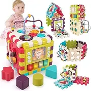 Qizebaby Baby Toys 12 to 18 Months 11-in-1 Activity Cube,Busy Learning Baby Musical Toy with Shape Sorter Toys，Kid Montessori Gifts for Toddler Boys Girls 1 2 3 Years Olds