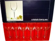 NIB CRISTAL D'ARQUES SET OF 6 FLEURY WINE GLASSES JG DURAND Made in France