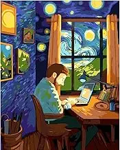 Paint by Number for Adults. Starlit Sky Paint by Numbers for Adults Beginner Drawing Paintwork with 3 Paintbrushes Paint Canvas Oil Painting 16” x 20”