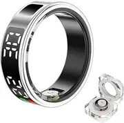 LED Display Smart Ring Fitness for Women, IP68 Waterproof Smart Rings for Men, Sleep, Blood Oxygen, Heart Rate, Steps Smart Ring Health Tracker. (Silver, 12)