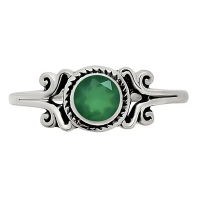 Natural Green Onyx 925 Sterling Silver Ring s.8 Jewelry R-1358