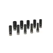 10 Pcs Chicane 1/2" Drive 6Pt Metric Dual Deep Impact Socket Set - Cr-Mo Steel