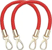 uxcell 2 Pcs Leather Purse Strap, 15.7 Inch PU Leather Braided Purse Replacement Shoulder Strap for Handbags with Buckle for DIY Handbag Purse Making, Red