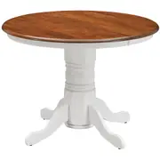Lupin Round Dining Table 106cm Pedestral Stand Solid Rubber Wood - White Oak