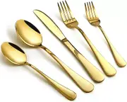Gold Silverware Set Stainless Steel 40 Piece Anti-Rust Mirror Polished Flatware