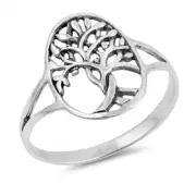Tree of Life Ring Genuine Sterling Silver 925 Selectable Face Height 15 mm