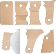 HSHGZSR 7 Pcs Beech Wood Pottery Trimming Tools Professional Pottery Profile Rib Bundle Foot Shaper Pottery Foot Shaper Tools for Carving Clay Molds Clay Ceramics Smoothing Pottery Pot Rim