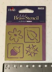 Seasons Acorn Leaf Snow Flower Brass Dry Embossing Stencil AllNightMedia