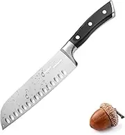OAKSWARE Santoku Knife 7-Inch, Forged From German Stainless Steel, Ultra Sharp Japanese Chefs Knife, Kitchen Knife With Ergonomic ABS-Handle, Chef’s Meat Vegetable Knife With Full-Tang Design