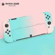 For Switch OLED Protective Case Soft/Hard Cover Kawaii Pink Silicone Protective Cover For Nintendo OLED Console Accessories Bracket-Pink-Green