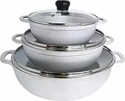 IMUSA 3 Piece Caldero Set with Tempered Glass Lid 1.5/2.5/5.2Qt