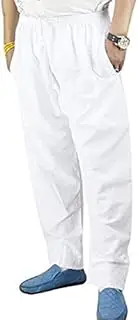 [Desert Dress] Men's Luxury White Trousers Pants Thobe Bottoms Islam Pyjamas Salwar Desert Under Arab Afghan M White